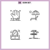 4 Universal Filledline Flat Colors Set for Web and Mobile Applications bloody bedroom scary bench mirror Editable Vector Design Elements