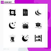 9 Creative Icons Modern Signs and Symbols of money wallet banana cash moon Editable Vector Design Elements