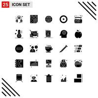 Set of 25 Modern UI Icons Symbols Signs for board video two play world Editable Vector Design Elements