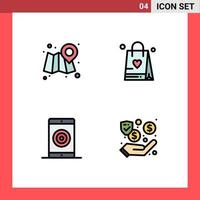 Stock Vector Icon Pack of 4 Line Signs and Symbols for web optimization shopping bag engine dollar Editable Vector Design Elements