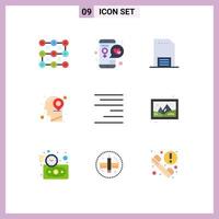 Modern Set of 9 Flat Colors and symbols such as mind location mobile head leaflet Editable Vector Design Elements