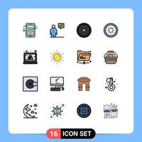 Set of 16 Modern UI Icons Symbols Signs for interface communication management buffer safety Editable Creative Vector Design Elements