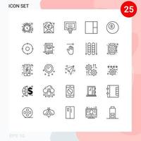 conjunto de 25 iconos de interfaz de usuario modernos símbolos signos para diseño de planta de bola circular diploma elementos de diseño vectorial editables vector