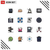 Mobile Interface Flat Color Filled Line Set of 16 Pictograms of music enhance candle designing tool laptop Editable Creative Vector Design Elements