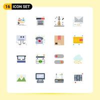 Universal Icon Symbols Group of 16 Modern Flat Colors of condition mail web email attachment Editable Pack of Creative Vector Design Elements