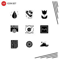 9 Creative Icons Modern Signs and Symbols of report setting camera gear web Editable Vector Design Elements