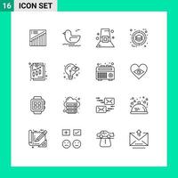 16 Universal Outlines Set for Web and Mobile Applications finance product fashion management business Editable Vector Design Elements