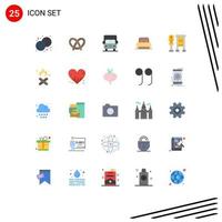 Set of 25 Vector Flat Colors on Grid for bus hotel auto room bed Editable Vector Design Elements