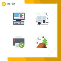 4 Creative Icons Modern Signs and Symbols of computer connected education caravan gadget Editable Vector Design Elements