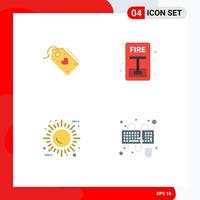 Editable Vector Line Pack of 4 Simple Flat Icons of tag sun discount escape eco Editable Vector Design Elements
