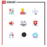 Set of 9 Modern UI Icons Symbols Signs for data speaker right sound take Editable Vector Design Elements