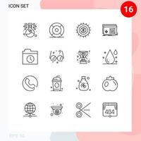 16 Universal Outline Signs Symbols of backup settings ux processing file Editable Vector Design Elements