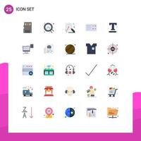 Mobile Interface Flat Color Set of 25 Pictograms of web text market interface transport Editable Vector Design Elements