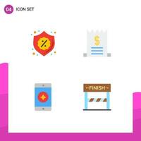 4 Flat Icon concept for Websites Mobile and Apps security mobile sale ecommerce finish Editable Vector Design Elements