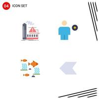 User Interface Pack of 4 Basic Flat Icons of pollution human alert body fishing Editable Vector Design Elements