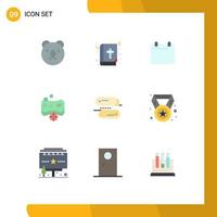 Set of 9 Commercial Flat Colors pack for network blockchain technology day spa face Editable Vector Design Elements