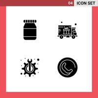 Universal Icon Symbols Group of 4 Modern Solid Glyphs of bottle fix gift delivery maintenance phone Editable Vector Design Elements