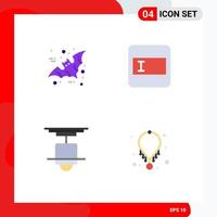 Set of 4 Commercial Flat Icons pack for bat interior scary text field light Editable Vector Design Elements