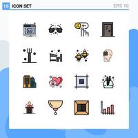 Set of 16 Modern UI Icons Symbols Signs for fork interior help house door Editable Creative Vector Design Elements