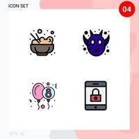 User Interface Pack of 4 Basic Filledline Flat Colors of chinese party angry halloween animal encryption Editable Vector Design Elements