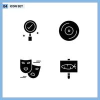 Group of 4 Modern Solid Glyphs Set for business masks cd carnival egg Editable Vector Design Elements