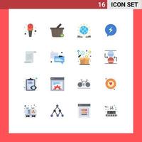 Universal Icon Symbols Group of 16 Modern Flat Colors of text power global chating chat Editable Pack of Creative Vector Design Elements