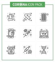 Coronavirus awareness icons 9 Line icon Corona Virus Flu Related such as question medical medical pill capsule viral coronavirus 2019nov disease Vector Design Elements