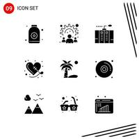 9 Solid Glyph concept for Websites Mobile and Apps beach hearts electricity heart power Editable Vector Design Elements