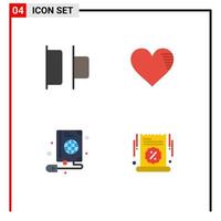 4 Universal Flat Icon Signs Symbols of distribute book heart favorite globe Editable Vector Design Elements