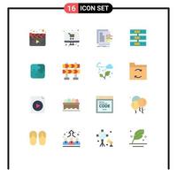 Pack of 16 Modern Flat Colors Signs and Symbols for Web Print Media such as files storage chart data valuation Editable Pack of Creative Vector Design Elements