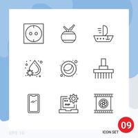 Modern Set of 9 Outlines Pictograph of combine moon skiff mardi gras drop Editable Vector Design Elements