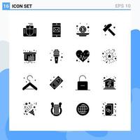 16 Solid Glyph concept for Websites Mobile and Apps income assets budget tool construction Editable Vector Design Elements