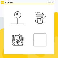 Set of 4 Modern UI Icons Symbols Signs for pin programming multimedia soft drink interface Editable Vector Design Elements