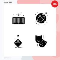 4 Creative Icons Modern Signs and Symbols of barcode gaming things toy stick Editable Vector Design Elements