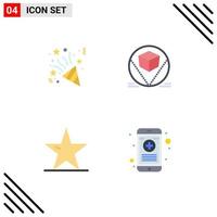 Set of 4 Vector Flat Icons on Grid for christmas nature box deliver star Editable Vector Design Elements