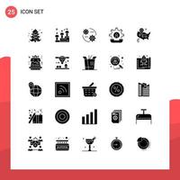 User Interface Pack of 25 Basic Solid Glyphs of map process setting phone contact Editable Vector Design Elements