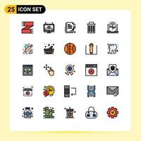 Universal Icon Symbols Group of 25 Modern Filled line Flat Colors of banking trash science interface document Editable Vector Design Elements