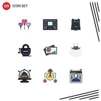 Universal Icon Symbols Group of 9 Modern Filledline Flat Colors of moustache egg repair passport server Editable Vector Design Elements