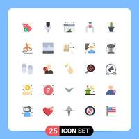 paquete de interfaz de usuario de 25 colores planos básicos de elementos de diseño vectorial editables de gas de cactus de internet de casa de negocios vector