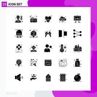 Set of 25 Modern UI Icons Symbols Signs for science chemistry on web browser Editable Vector Design Elements