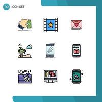 Set of 9 Modern UI Icons Symbols Signs for device tree star palm heart Editable Vector Design Elements