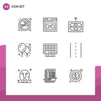 Modern Set of 9 Outlines Pictograph of server computer share web baby stuff Editable Vector Design Elements