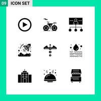 Pictogram Set of 9 Simple Solid Glyphs of symbol startup hierarchy investment business Editable Vector Design Elements