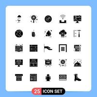 Universal Icon Symbols Group of 25 Modern Solid Glyphs of telephone productivity solution help structure Editable Vector Design Elements