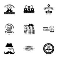 Happy fathers day 9 Black vintage retro type font Illustrator eps10 Editable Vector Design Elements