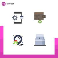Modern Set of 4 Flat Icons and symbols such as app house development finance real Editable Vector Design Elements