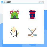 Set of 4 Commercial Flat Icons pack for estate marketing security juice public Editable Vector Design Elements