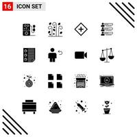 Pictogram Set of 16 Simple Solid Glyphs of statistics profile help people skills Editable Vector Design Elements