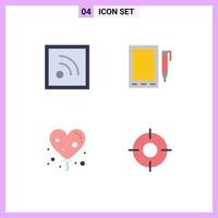 Pack of 4 Modern Flat Icons Signs and Symbols for Web Print Media such as feed love mobile design essential Editable Vector Design Elements