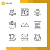 Outline Pack of 9 Universal Symbols of dashboard globe web connection wedding Editable Vector Design Elements